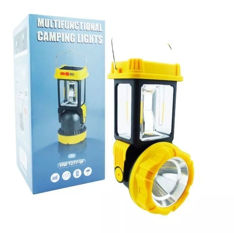 Linterna Solar 2 en 1 HW-1277 – Farol de Camping y Foco Frontal Recargable, Diseño Multifuncional