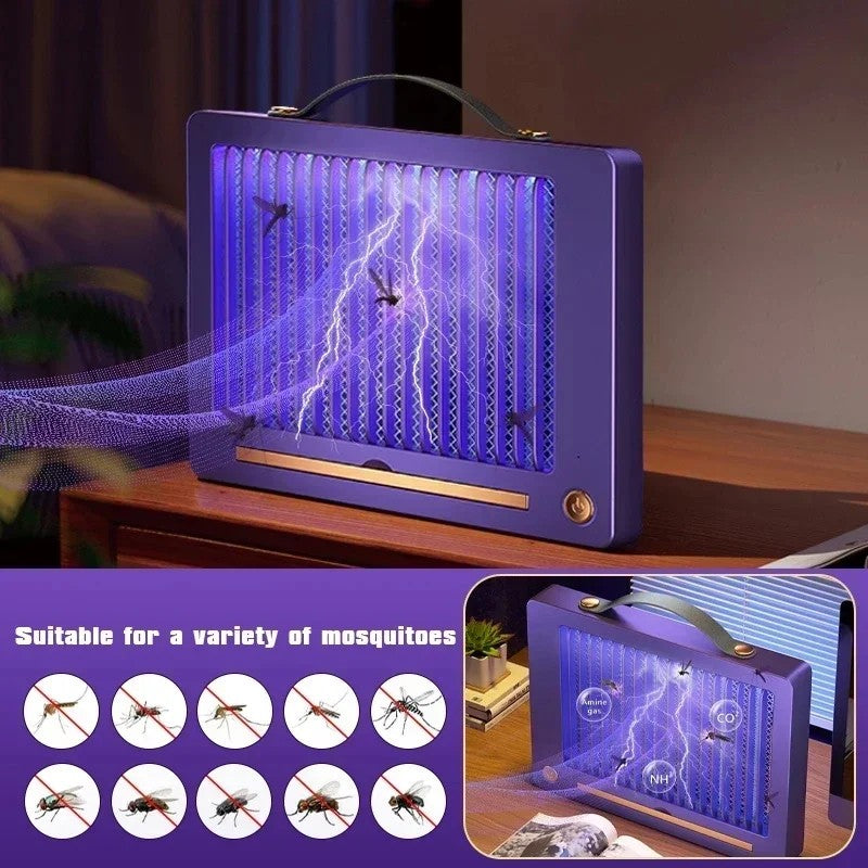 Lámpara Antimosquitos Eléctrica Recargable Blanca - Trampa Silenciosa con Luz UV, Interior y Exterior