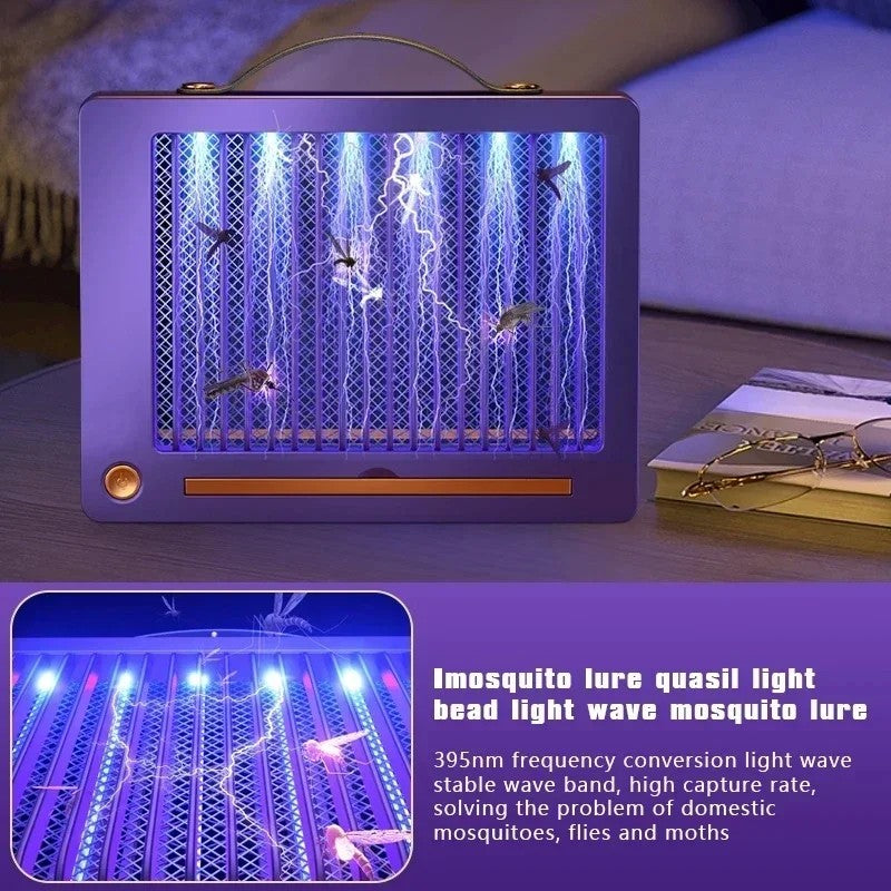 Lámpara Antimosquitos Eléctrica Recargable Blanca - Trampa Silenciosa con Luz UV, Interior y Exterior