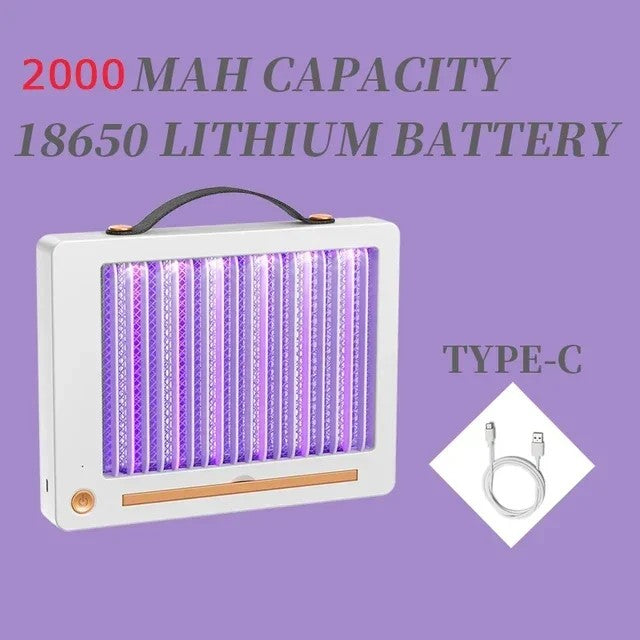 Lámpara Antimosquitos Eléctrica Recargable Blanca - Trampa Silenciosa con Luz UV, Interior y Exterior